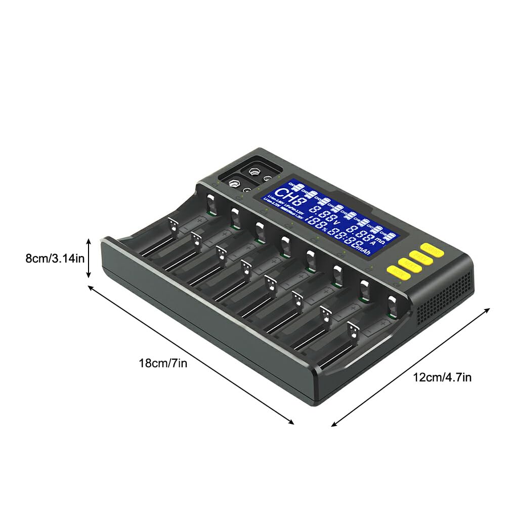 Chargeur de batterie 8 emplacements 9V LCD affichage numérique piles rechargeables adaptateur de charge plastique Lithium Charge bureau