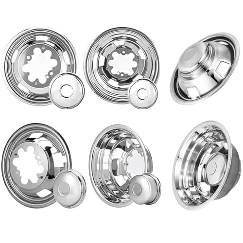 Image of 4pcs 17inch Protective Polished Stainless Steel Dually Wheel Simulators Fit for 2003-2018 Dodge Ram 3500 2003-2009 Ram 2500, Bolt On Wheel Cover with Removable Centre Cap Hubcaps 708DR
