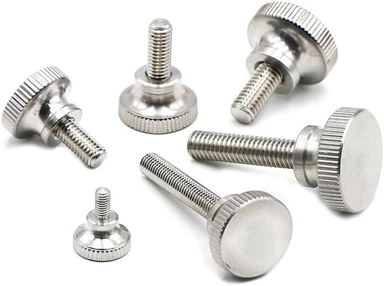 5PCS M2 M2.5 M3 M4 M5 M6 303 Stainless Steel Knurled Thumb Screw High Head Hand Tighten Thumb Screw Hand Grip Knob Bolt Metal Screws(M2x6mm)