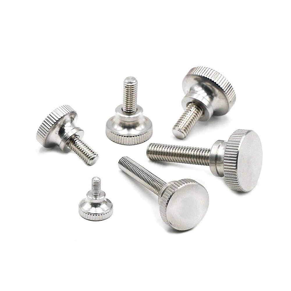 5PCS M2 M2.5 M3 M4 M5 M6 303 Stainless Steel Knurled Thumb Screw High Head Hand Tighten Thumb Screw Hand Grip Knob Bolt Metal Screws(M2x6mm)