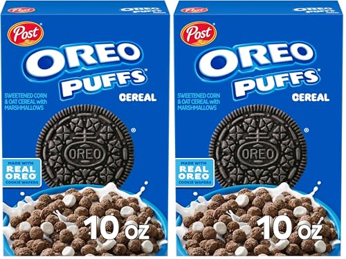 Post Oreo Puff Chocolate Breakfast Cereal, 10 oz Box (Pack of 2)