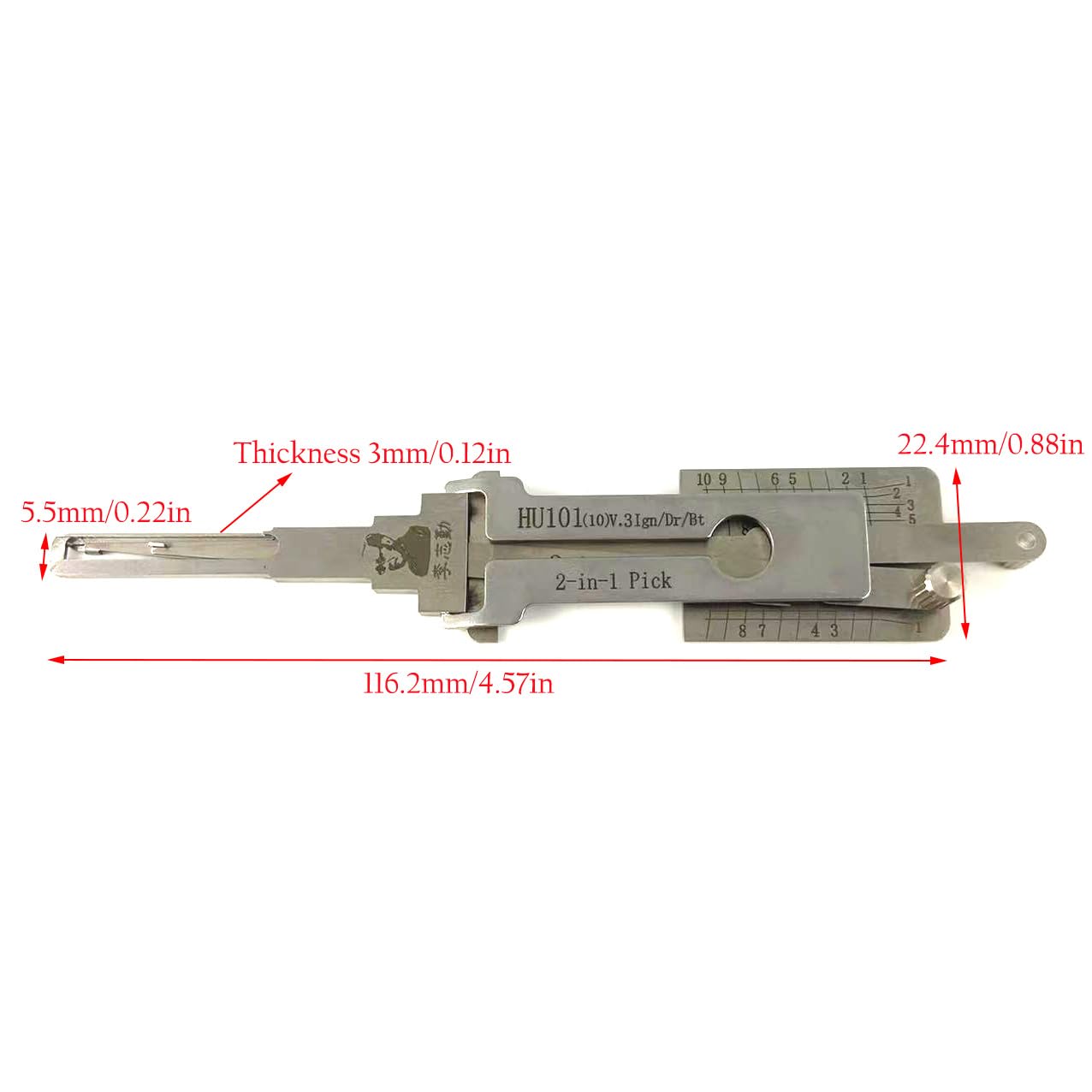 QiDAi HU101(10) Lock Pick for Auto,HU101(10) 2-in-1 Decoder and Pick Kit for Car Ignition Lock and Door Lock - Image 3
