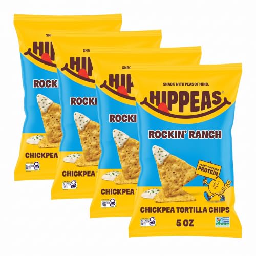HIPPEAS Rockin Ranch Chickpea Tortilla Chips, 5 OZ (Pack of 4)
