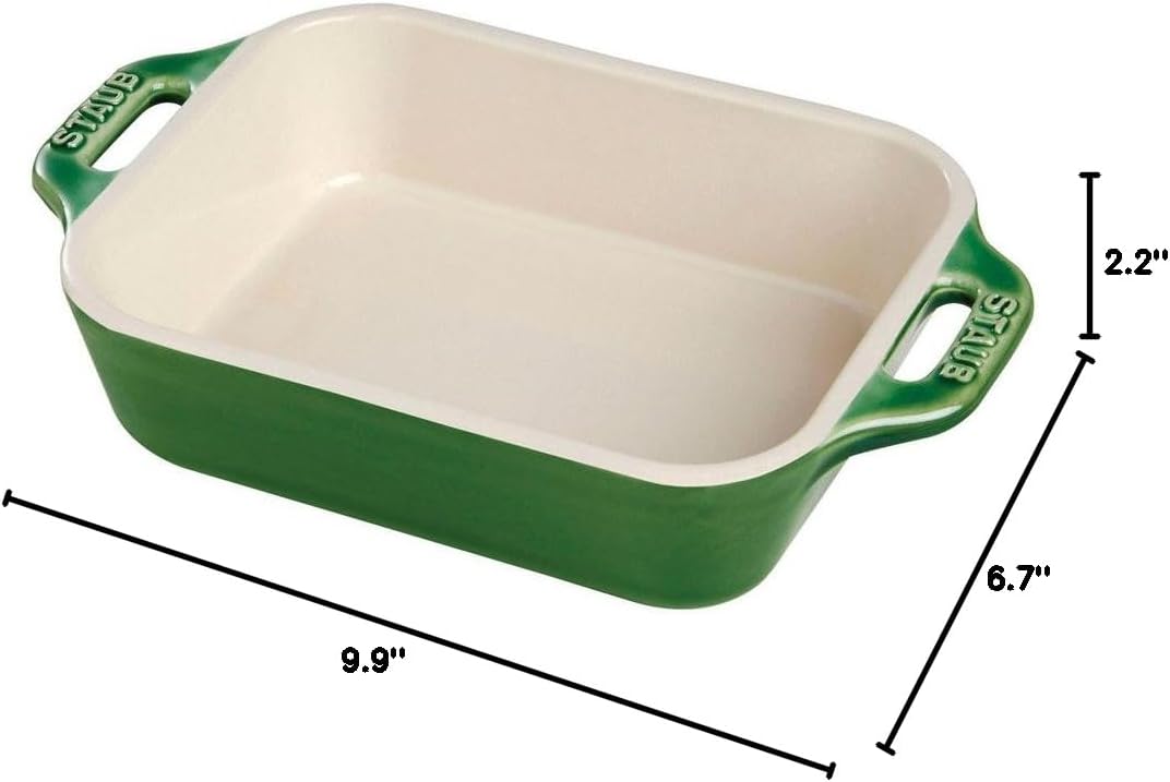 Staub Rectangular Dish, Basil, 7.5 x 6 - Basil