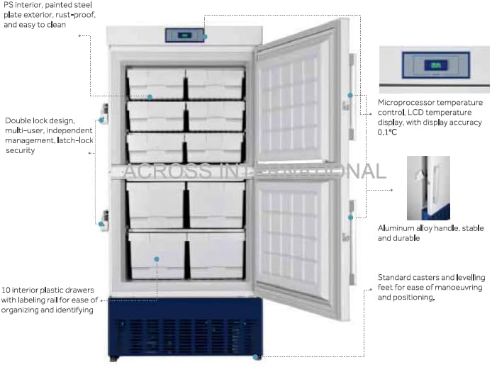 Across International EasyChill 18 Cu Ft -30°C Vaccine Upright Medical Freezer UL 110V,