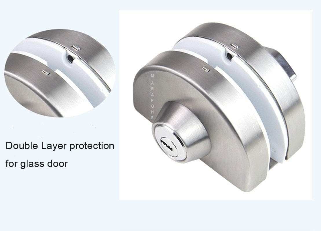 SARNESHWERAM Stainless Steel Door Lock No Drilling Commercial Heavy Duty Central Lock for 10mm to 12mm Toughened Double Door with 3 Keys and 6 Screws 1
