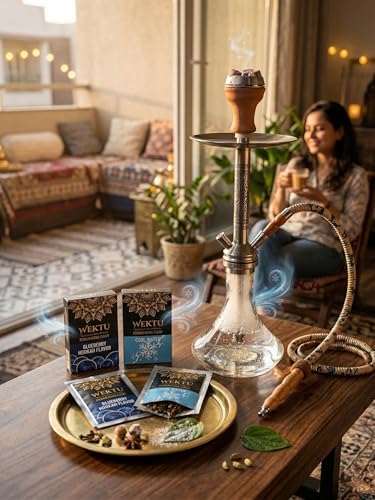 Image of WEKTU Premium Herbal Hookah Flavour, Blueberry and Cool Water, No Tobacco, No Nicotine, Pure Plant Extracts