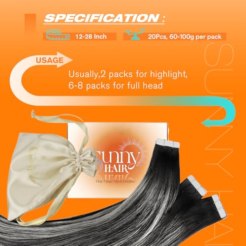 Image of Sunny Hair Tape in Hair Extensions Human Hair Ombre 22 Inch for Daily Wear