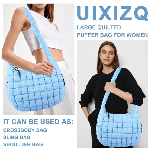 Image of Quilted Puffer Tote Bag Purse Puffy Crossbody Shoulder Bag,Lightweight Nylon Hobo Bag Puffer Carryall Bag for Women Girl