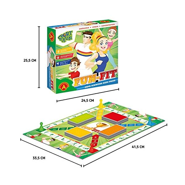 A ALEXANDER - Spiel Sport&Fun - Fun Fit Brettspiel - Spiel mit Sport Übungen - Familienspiel für 2-4 Spieler, Gesellschaftsspiel für Erwachsene und Kinder ab 7 Jahre – Bild 4