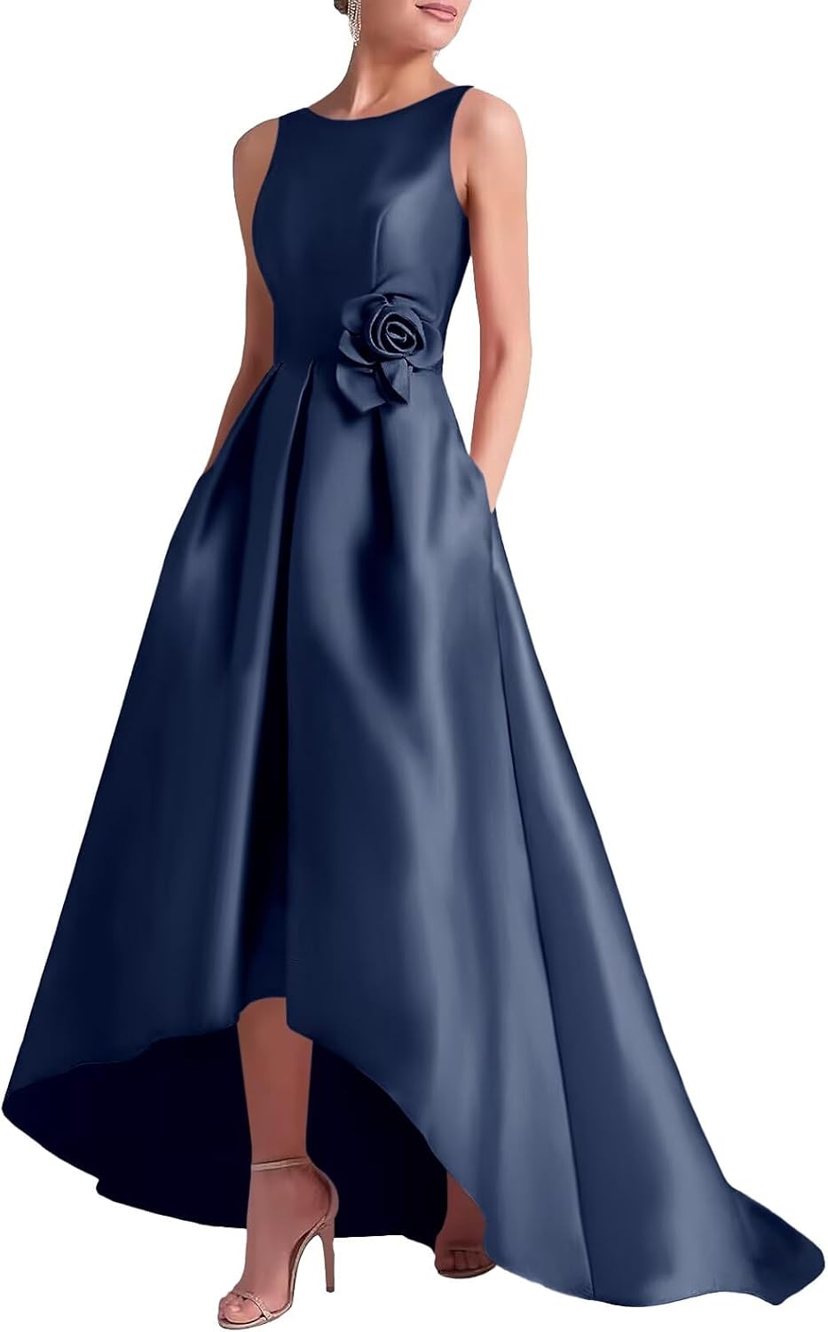 LORIE Satin Mother of The Bride Dresses for Women 2026 High-Low Tea Length Formal Wedding Guest Evening Party Gown