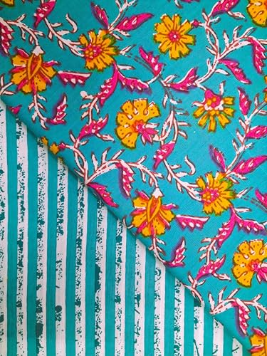 Image of VEENA HANDICRAFT Pure Cotton Jaipuri Sanganeri Print Salwar Suit With Dupatta set