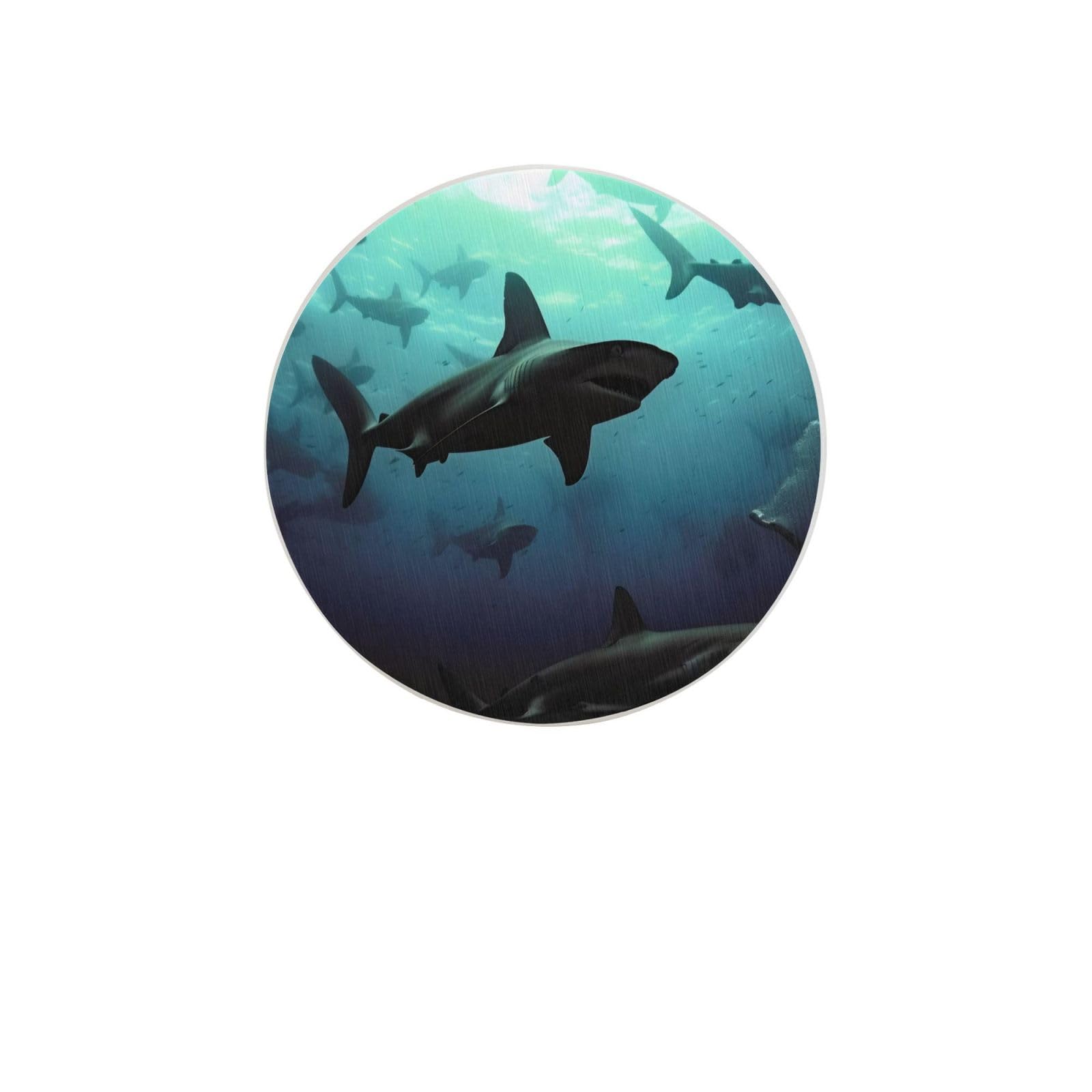 Hammerhead Sharks Absorbent Drink Coasters Diatomaceous Round Coaster 4 Inch Reusable Cup Coasters Set 4pc
