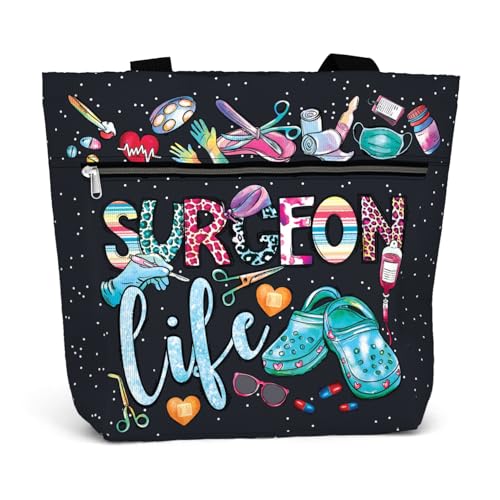 Image of 84hoods Large Waterproof Tote Bag with Pockets and Zipper for Work. Gift for Nurse. Shoulder Bag for Women.