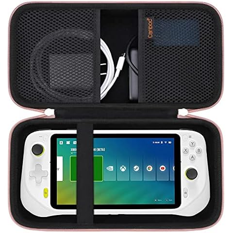 Canboc Hard Carrying Case for Logitech G Cloud Gaming Handheld, Mesh Bag fit Power Adaptor, USB Cable, Portable Gaming Console Bag, Rose Gold(Case Only) Cover