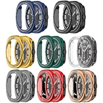 Pacote com 8 capas de diamante brilhante para Samsung Galaxy Watch Ultra de 47 mm capa protetora rígida PC para Galaxy Watch Ultra de 47 mm