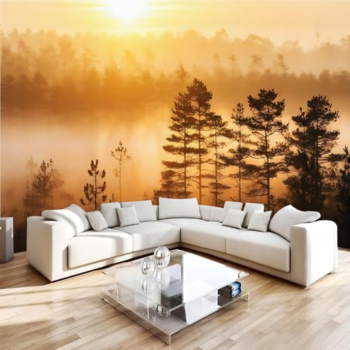 Mural de pared decorativo 400 x 280(WxH) Bosque Amanecer Decorativos Pared Papel Pintado no tejido Naturaleza Paisaje para pared destacada de dormitorio, salón y fondo de TV2M1217