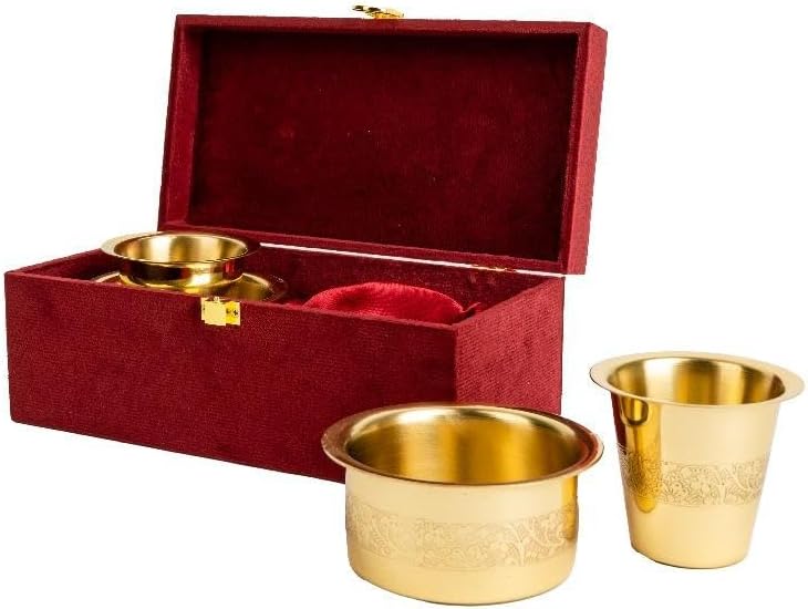 - Ciya South Indian Brass Coffee Cup Dawara/Dabara & Tumbler for Serving Filter Coffee/Tea/Traditional kumbakonam Dabara Set Glossy Matt | Set of 2-150ML Each |