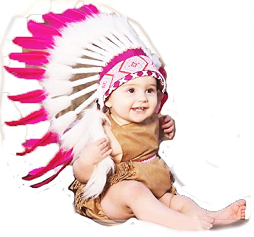 KARMABCN N10 Sombrero Indio para Bebé de 9 a 18 Meses Diametro de 18,5 Pulgadas / 47 cm Rosa