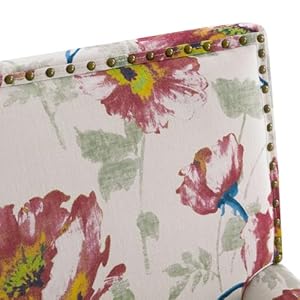 HUIMO Living Room Chair Set of 2, Accent Upholstered Chair with Retro Print, Club Armchair with Rivets Holds 300 lbs, Linen Sofa Chair for Bedroom, Leisure Room & Study (Red Floral) HUIMO Living Room Chair Set of 2 Accent Upholstered Chair with Retro Print Club Armchair with Rivets Holds 300 lbs Linen Sofa Chair for Bedroom Leisure Room Study Red Floral