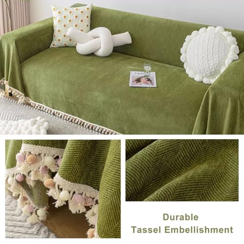 Housse de canapé antidérapante haut de gamme vert émeraude 180cm