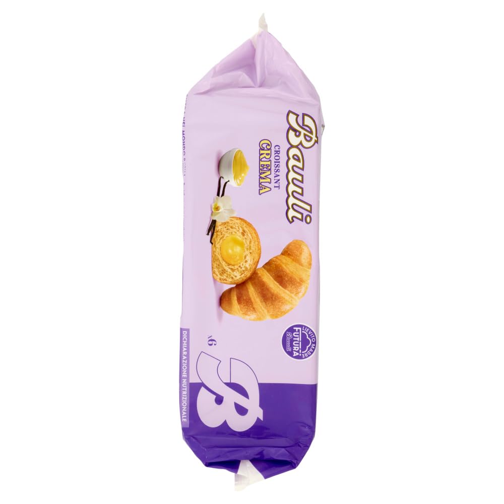 Italian Gourmet Bauli Croissants fourrés à la crème vanillée 6 x 300 g – viennoiserie moelleuse, goût vanille, snack sucré pour petit-déjeuner & goûter, pause café gourmande + Italian Gourmet Polpa