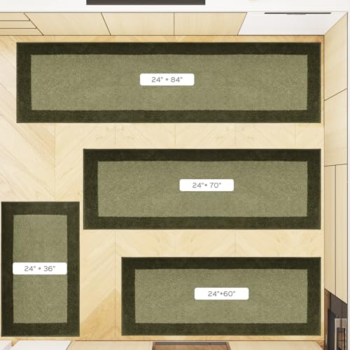 Image of Machine Washable (24 inch x 36 inch+ 24 inch x 60 inch') Runner Rugs Set of 2, Non Slip Kitchen Mats for Floor, Absorbent Entryway Rug for Kitchen, Bedroom, Hallway, Bathroom, Door (Roll Packing)