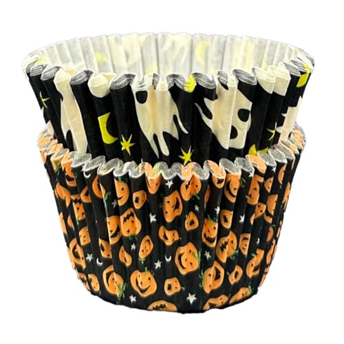Scrumptious! - Cupcake Cases - Halloween Ghost and Pumpkin - 36PC 65GSM 51mm x 38mm Greaseproof Paper Baking Cases - Great for Birthday and Spooky Party Muffins Cakes and Bakes