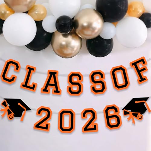 Image of Class of 2026 Graduation Banner University College Grad Garlands Decoration Party Supplies High School Colors Oragne