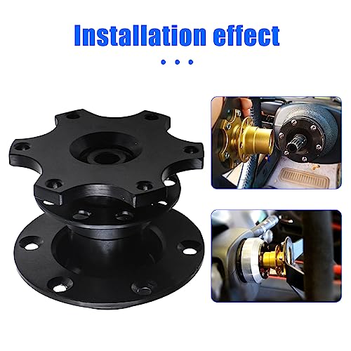 Sodcay 1 Pc Aluminum Steering Wheel Adapter, Quick Release Hub Adapter, 6 Hole Racing Modification Steering Wheel Device, Auto Universal Steering Wheel Heightening Accessories (Black) #TOP3