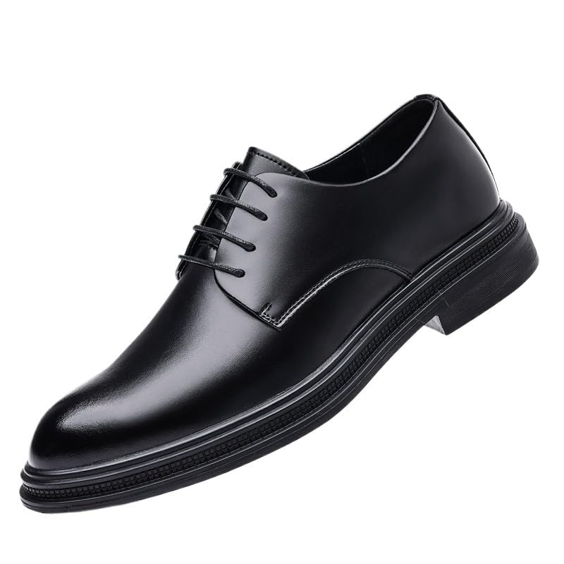 Men Leather Dress Shoes Classic Lace-up Casual Oxfords Shoes Modern Formal Business Comfortable Derby Shoes for Men