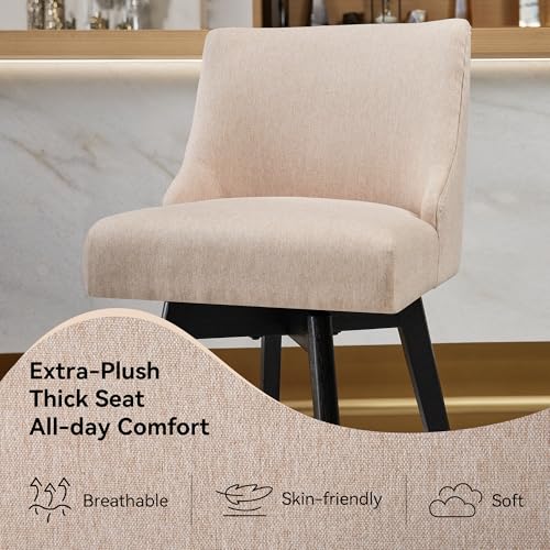 Image of 26 inch Counter Height Swivel Bar Stools, Set of 2, Flax Beige