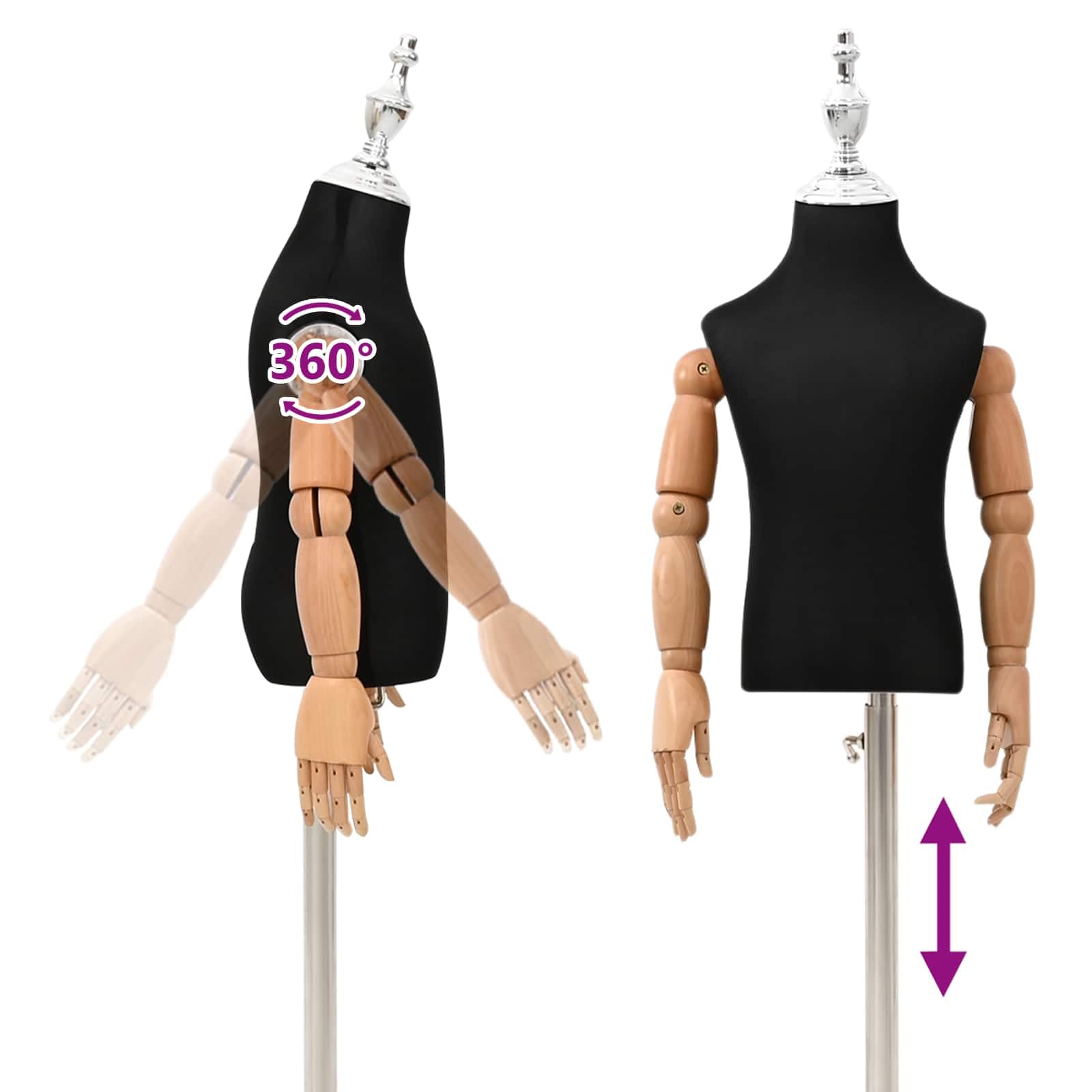 vidaXL Verstellbares 120-157 cm Mannequin mit Basis Unisex PP Schwarz