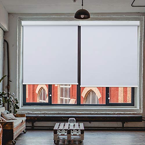TFSKY Cordless Blackout Window Blinds Roller Shades with Valance for Home,Office,Bedroom,White,48WX76.75H