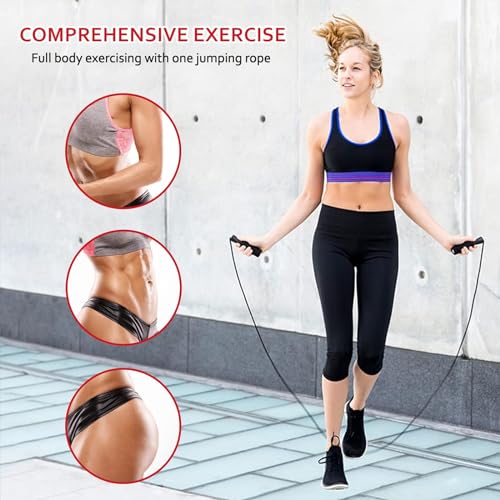 Corda de pular, corda de pular com alça de espuma ajustável, corda de salto rápido sem emaranhamento