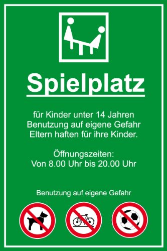 Spielplatzschild 'Spielplatzordnung' aus Aluminium - in verschiedenen Größen erhältlich