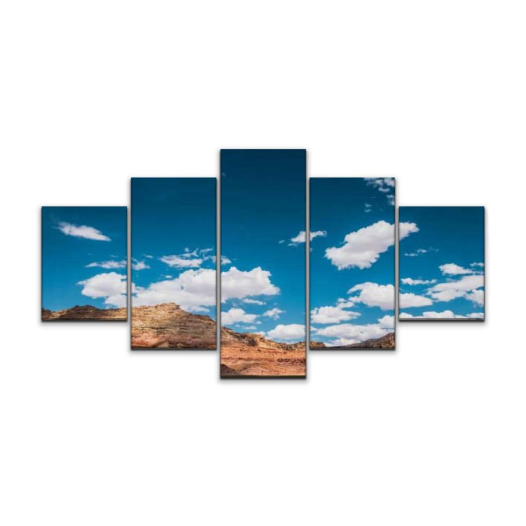 Skipvelo Lifeless Rocks and Blue Sky Arid Arizona Wall Art Canvas Prints Pictures Paintings Artwork Home Decor Stretched and Framed - 5 Pieces