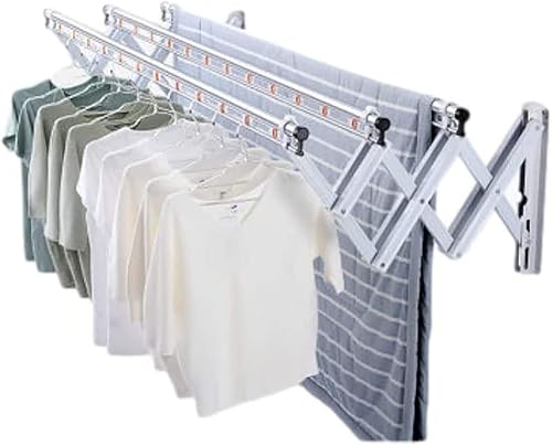 KARMIO Tendedero de secado de ropa retráctil para interiores y exteriores soporta hasta 374 libras soporte de pared plegable ahorra espacio color