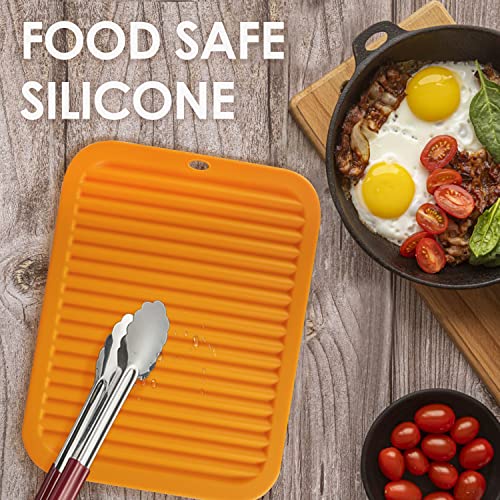 Image of Silicone Trivets for Hot Pots and Pans, 9 * 12 inch Orange Silicone Hot Pads Pot Holders for Kitchen, 2 Pack Trivet Mat for Hot Dishes, Hot Pot Mats Hot Plates for Table Hot Dishes, Jar Opener