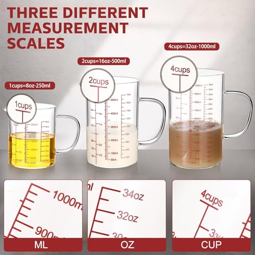 Set 3 Vasos Medidores de Vidrio Borosilicato 1L 500ml 250ml miniatura 5