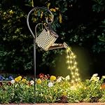 Arrosage de la boîte avec lumières, lumières solaires pour jardin extérieur Art Décor suspendu lanternes solaires, étanche en métal pour promenades de triage Patio Table