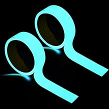 Mcoser 2 rollos de cintas adhesivas fluorescentes de 10 m de 15 mm, color azul que brilla en la oscuridad, para decoración de fiestas de neón, advertencia fluorescente, escenario de escaleras