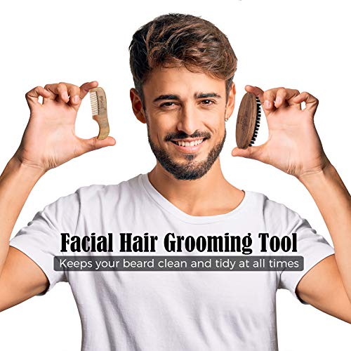 BFWood Pocket Beard Brush & Comb for Beard and Mustache - Facial Hair Grooming Tool for Men - Thumbnail 6