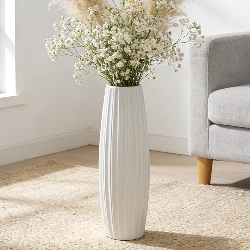 JIDOFUE Vase de Sol en céramique Blanche 45cm, décoration Moderne pour intérieur,Chambre,Salon,...