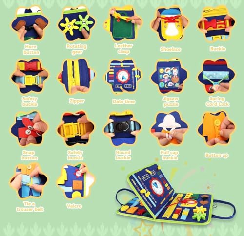 Image of 12 In 1 Toddler Busy Binder educational with fun Book For Toddlers 1-4 Years (Blue)