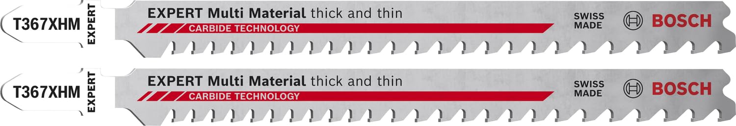 Bosch 10x Hoja de sierra de calar EXPERT Multi Material Thick and Thin T367XHM (para Madera con metal duro, Acero resistente, Longitud 132 mm, Professional Accesorios Sierra de calar)