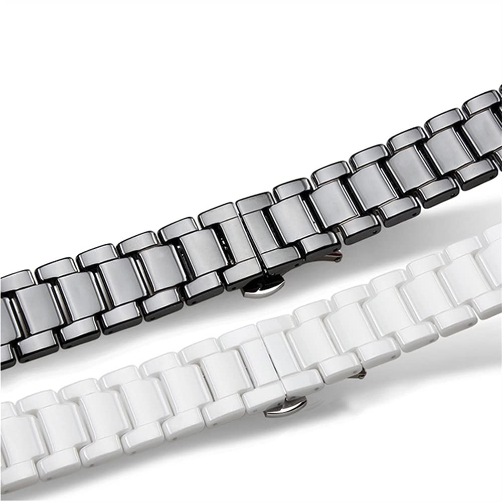 Uhrenarmband Keramisches Uhrenband 14 15 16 17 18 19 20 21 22mm Schwarzweiße Uhrenband Für Männer Und Frauen Armband Ersatzband (Color : Black A, Größe : 22mm)