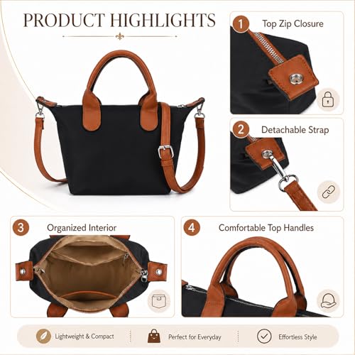 Bolso Tote de nylon para mujer, resistente al agua miniatura 6