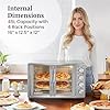 Elite Gourmet ETO-4510M French Door 47.5Qt, 18-Slice Convection Oven 4-Control Knobs, Bake Broil Toast Rotisserie Keep Warm, Includes 2 x 12" Pizza Racks, Stainless Steel