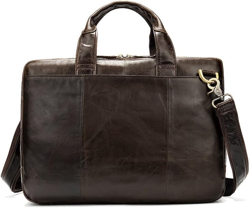 Briefcase Retro Handbag Oil Wax Leather Business Large Capacity Horizontal Bag